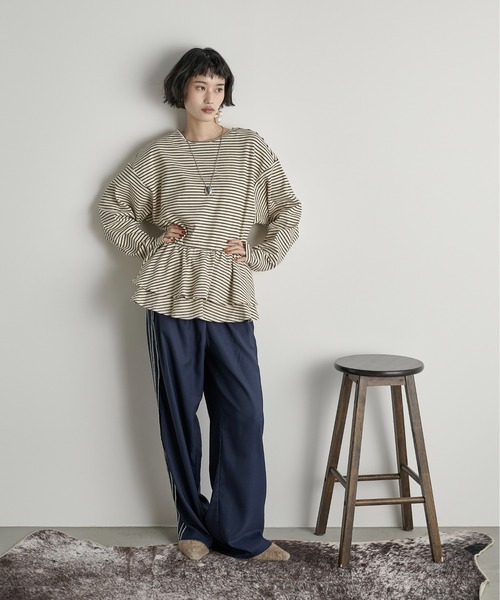 THE YOn（ザヨン）の「フリルビスチェセットリブロンT（Tシャツ/カットソー・レディース・ブラック/ホワイト×ブラック/ベージュ/グレー系・FREE）」の19枚目の写真