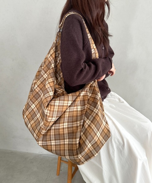 セール】【A4収納大容量】チェック 総柄トートバッグ（トートバッグ