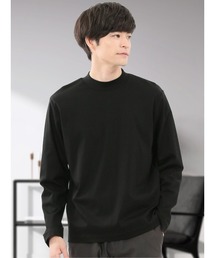 TAKA-Q | Tシャツ メンズ 長袖 ストレッチ 綿 コットン 無地 シルケット スムス モックネック ドレスT(Tシャツ/カットソー)