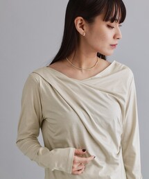 OPAQUE.CLIP | 【es】アシメドレープカットソー【洗濯機OK】(Tシャツ/カットソー)