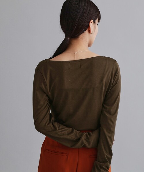 OPAQUE.CLIP（オペークドットクリップ）の「【es】アシメドレープカットソー【洗濯機OK】（Tシャツ/カットソー・レディース・ライトベージュ/ブラウン系その他・36/38）」の8枚目の写真