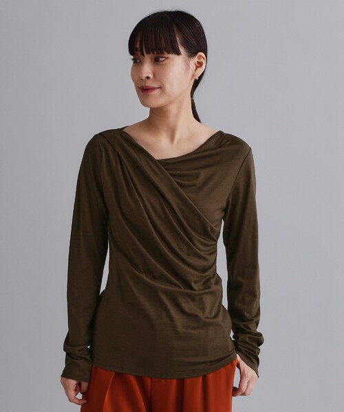 OPAQUE.CLIP（オペークドットクリップ）の「【es】アシメドレープカットソー【洗濯機OK】（Tシャツ/カットソー・レディース・ライトベージュ/ブラウン系その他・36/38）」の11枚目の写真