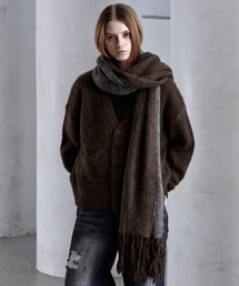 【新品未使用】 ollun マフラー ブラウン ニットマフラーストール/ブラウン/40cm×180cm（1624038-31_R