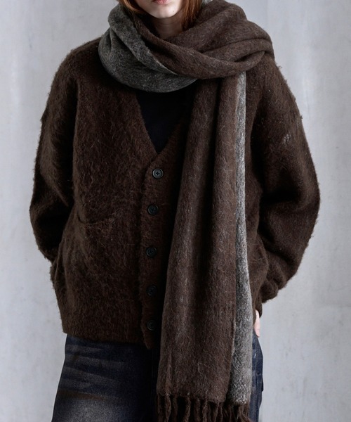 セール】【CLEL】Alpaca Blend Reversible Shaggy Large Scarf