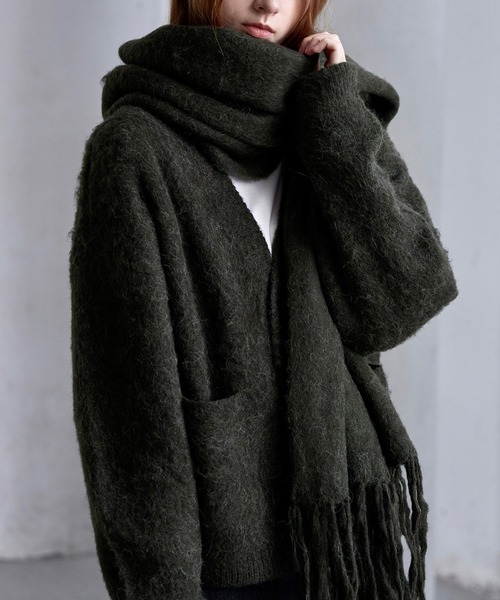 セール】【CLEL】Alpaca Blend Reversible Shaggy Large Scarf