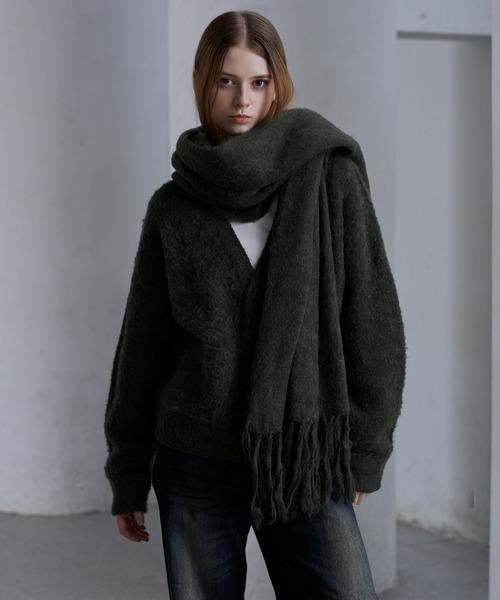 CLEL】Alpaca Blend Reversible Shaggy Large Scarf / アルパカ