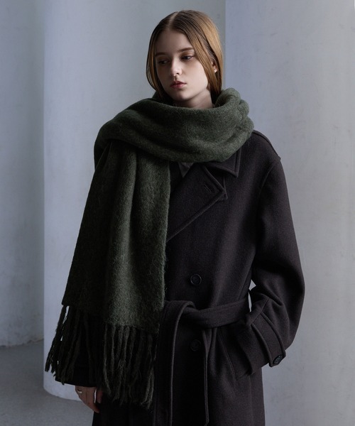 セール】【CLEL】Alpaca Blend Reversible Shaggy Large Scarf
