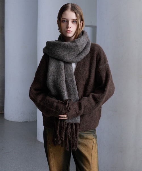 セール】【CLEL】Alpaca Blend Reversible Shaggy Large Scarf