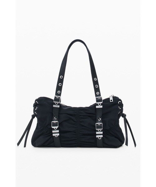 Desigual(デシグアル)の「Draped Bag with Studded Belt Handle/ドレープ×スタッズベルトハンドルバッグ(ハンドバッグ・レディース・ブラック・FREE)」の2枚目の写真
