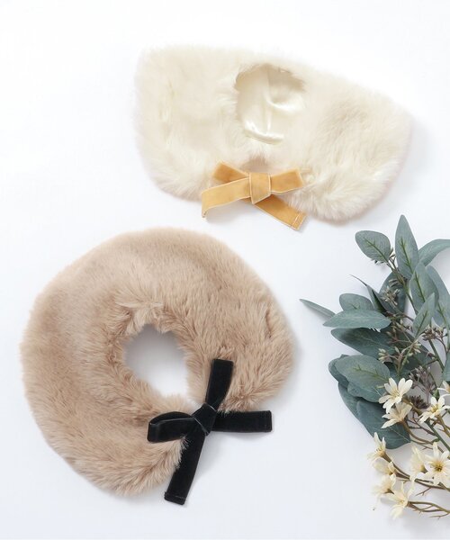 apres les cours（アプレレクール）の「ファーティペット（ネックウォーマー/スヌード・キッズ・ベージュ/アイボリー・100/140）」の4枚目の写真