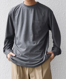 SHIPS any: 360° THE CIRCLE STRETCH ジャガード ジャージー ポケット Tシャツ(ロンT/セットアップ対応)◇