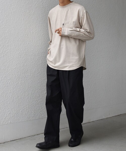 SHIPS any(シップス エニィ)の「SHIPS any: 360° THE CIRCLE STRETCH ジャガード ジャージー ポケット Tシャツ(ロンT/セットアップ対応)◇(Tシャツ/カットソー・メンズ・ベージュ/ネイビー/チャコールグレー・SMALL/MEDIUM/LARGE/X-LARGE)」の10枚目の写真