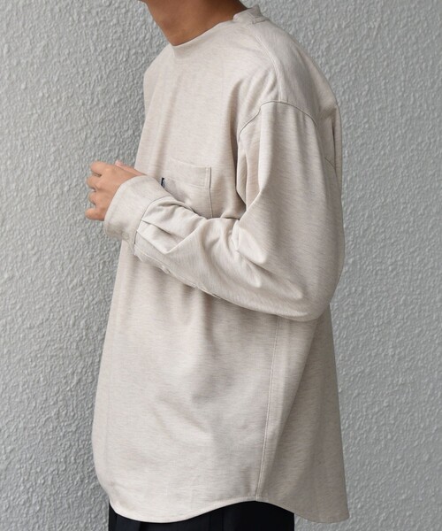 SHIPS any(シップス エニィ)の「SHIPS any: 360° THE CIRCLE STRETCH ジャガード ジャージー ポケット Tシャツ(ロンT/セットアップ対応)◇(Tシャツ/カットソー・メンズ・ベージュ/ネイビー/チャコールグレー・SMALL/MEDIUM/LARGE/X-LARGE)」の13枚目の写真