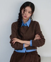 archives(アルシーヴ)のケーブルニットCD×シャツSET(アンサンブル)