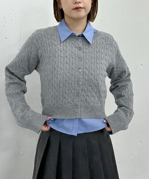 ケーブルニットCD×シャツSET（アンサンブル）｜archives