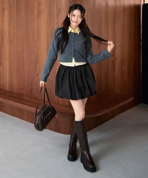 archives（アルシーヴ）の「ケーブルニットＣＤ×シャツＳＥＴ（アンサンブル・レディース・ブラウン/グレイッシュベージュ/グレー/チャコールグレー・MEDIUM）」の10枚目の写真