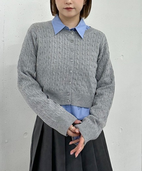 archives（アルシーヴ）の「ケーブルニットＣＤ×シャツＳＥＴ（アンサンブル・レディース・ブラウン/グレイッシュベージュ/グレー/チャコールグレー・MEDIUM）」の19枚目の写真