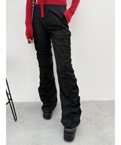 VIAVANDA フレアギャザーパンツ ブラック VIAVANDA フレア