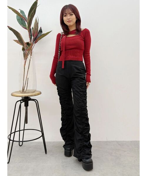 EVRIS（エヴリス）の「ギャザーフレアパンツ（その他パンツ・レディース・ブラック/ブラウン・SMALL/MEDIUM）」の17枚目の写真