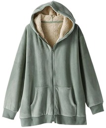 ファッション通販サイト bio wear ベロアパーカー L オリーブグリーン 