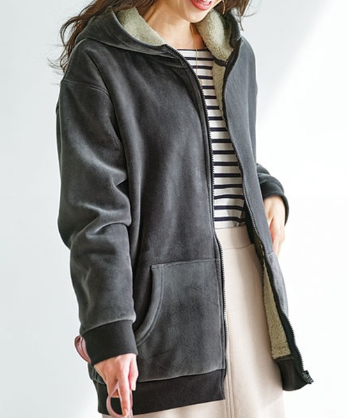 リッチベロア素材裏ボアパーカー（パーカー）｜BELLUNA PLUS（ベルーナ