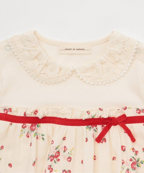 sense of wonder（センスオブワンダー）の「【オーガニック】野イチゴ長袖チュニック【日本製】（チュニック・キッズ・ホワイト系・80ｃｍ/90cm/100cm/110cm/120cm）」の3枚目の写真