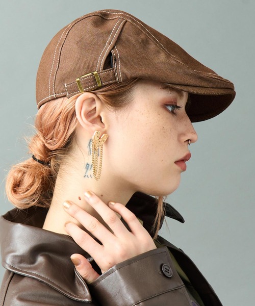 ANAP（アナップ）の「カラーステッチデニムハンチング（ハンチング/ベレー帽・レディース・ブラウン/ブラック・F）」の9枚目の写真