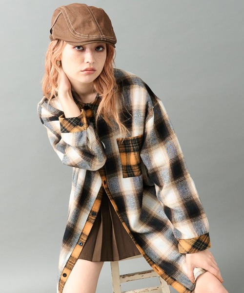 ANAP（アナップ）の「カラーステッチデニムハンチング（ハンチング/ベレー帽・レディース・ブラウン/ブラック・F）」の10枚目の写真