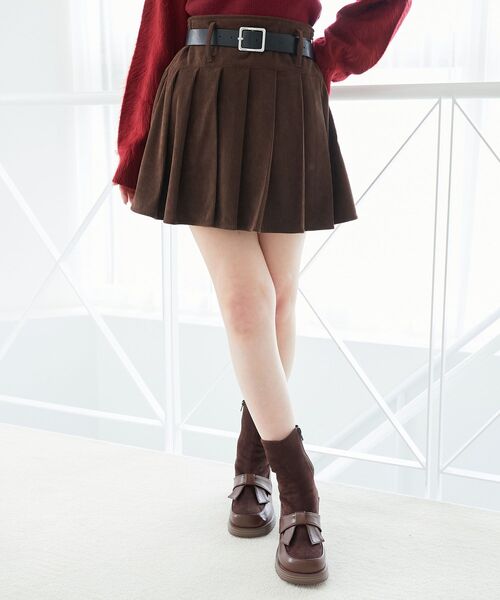 MAJESTIC LEGON（マジェスティックレゴン）の「ベルトセットプリーツミニスカパン（スカート・レディース・ブラック/ブラウン/グレー系その他/グレー系その他4・MEDIUM）」の4枚目の写真