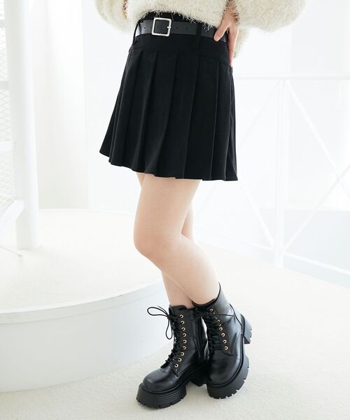 MAJESTIC LEGON（マジェスティックレゴン）の「ベルトセットプリーツミニスカパン（スカート・レディース・ブラック/ブラウン/グレー系その他/グレー系その他4・MEDIUM）」の2枚目の写真