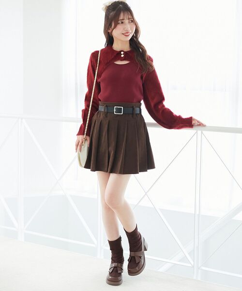 MAJESTIC LEGON（マジェスティックレゴン）の「ベルトセットプリーツミニスカパン（スカート・レディース・ブラック/ブラウン/グレー系その他/グレー系その他4・MEDIUM）」の5枚目の写真