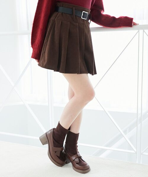 MAJESTIC LEGON（マジェスティックレゴン）の「ベルトセットプリーツミニスカパン（スカート・レディース・ブラック/ブラウン/グレー系その他/グレー系その他4・MEDIUM）」の9枚目の写真