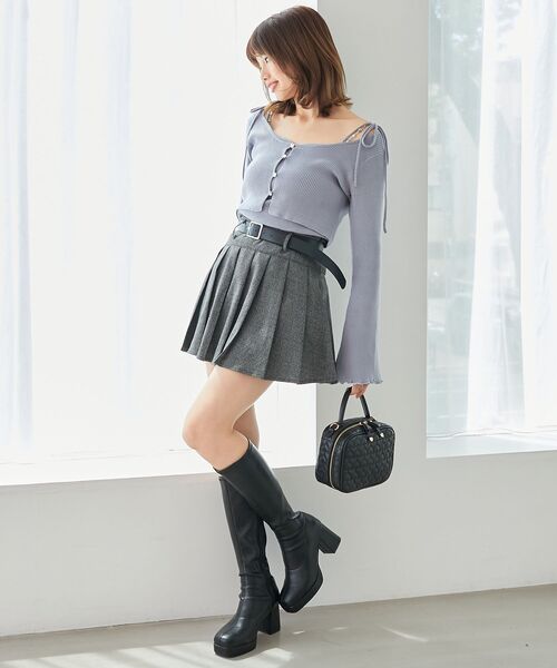 MAJESTIC LEGON（マジェスティックレゴン）の「ベルトセットプリーツミニスカパン（スカート・レディース・ブラック/ブラウン/グレー系その他/グレー系その他4・MEDIUM）」の13枚目の写真