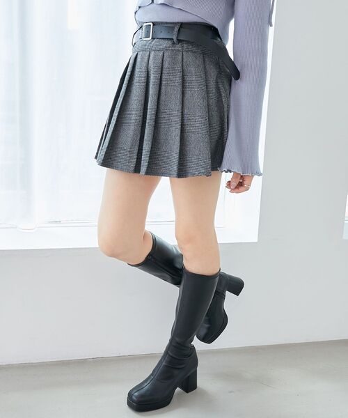 MAJESTIC LEGON（マジェスティックレゴン）の「ベルトセットプリーツミニスカパン（スカート・レディース・ブラック/ブラウン/グレー系その他/グレー系その他4・MEDIUM）」の16枚目の写真