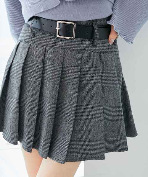 MAJESTIC LEGON（マジェスティックレゴン）の「ベルトセットプリーツミニスカパン（スカート・レディース・ブラック/ブラウン/グレー系その他/グレー系その他4・MEDIUM）」の18枚目の写真