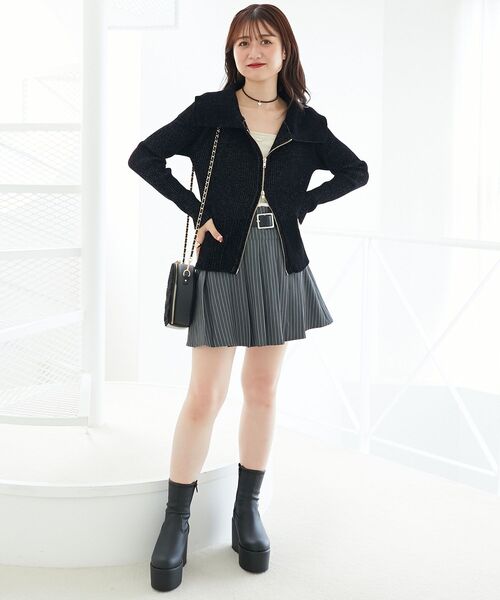 MAJESTIC LEGON（マジェスティックレゴン）の「ベルトセットプリーツミニスカパン（スカート・レディース・ブラック/ブラウン/グレー系その他/グレー系その他4・MEDIUM）」の19枚目の写真