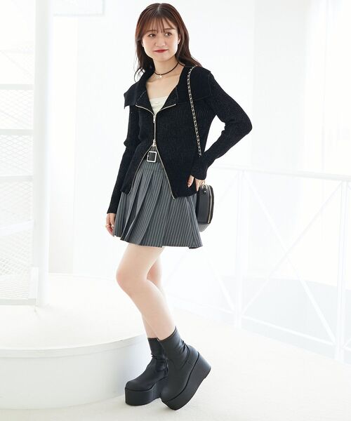 MAJESTIC LEGON（マジェスティックレゴン）の「ベルトセットプリーツミニスカパン（スカート・レディース・ブラック/ブラウン/グレー系その他/グレー系その他4・MEDIUM）」の20枚目の写真