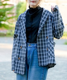 GORGE（ゴージ）の「《チェック柄×ダブルテーラー》レディース ジャケット 羽織り オーバーサイズ 春秋冬（テーラードジャケット）」