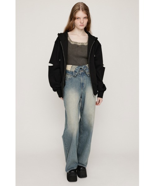 SLY(スライ)の「SLIT ZIP SW PK スリット ジップ スウェット パーカー 秋服 冬服(パーカー・レディース・ブラック/杢グレー/ブラウン・FREE)」の5枚目の写真