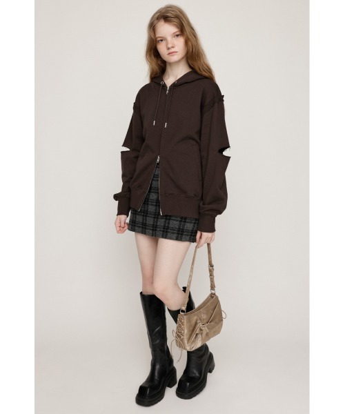SLY(スライ)の「SLIT ZIP SW PK スリット ジップ スウェット パーカー 秋服 冬服(パーカー・レディース・ブラック/杢グレー/ブラウン・FREE)」の8枚目の写真