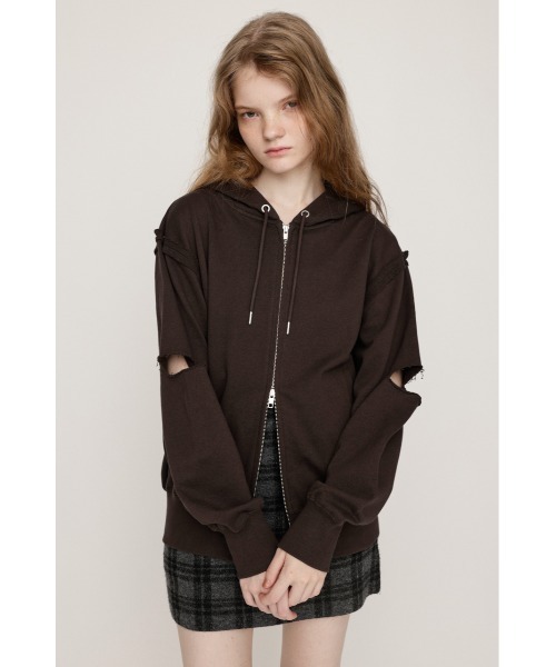 SLY(スライ)の「SLIT ZIP SW PK スリット ジップ スウェット パーカー 秋服 冬服(パーカー・レディース・ブラック/杢グレー/ブラウン・FREE)」の13枚目の写真