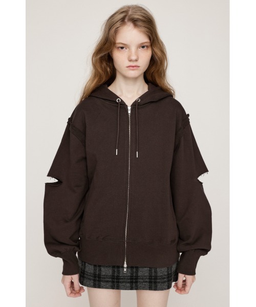 SLY(スライ)の「SLIT ZIP SW PK スリット ジップ スウェット パーカー 秋服 冬服(パーカー・レディース・ブラック/杢グレー/ブラウン・FREE)」の12枚目の写真