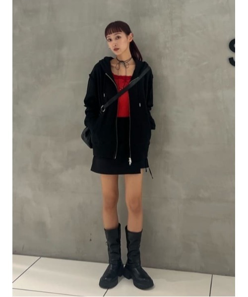 SLY(スライ)の「SLIT ZIP SW PK スリット ジップ スウェット パーカー 秋服 冬服(パーカー・レディース・ブラック/杢グレー/ブラウン・FREE)」の19枚目の写真