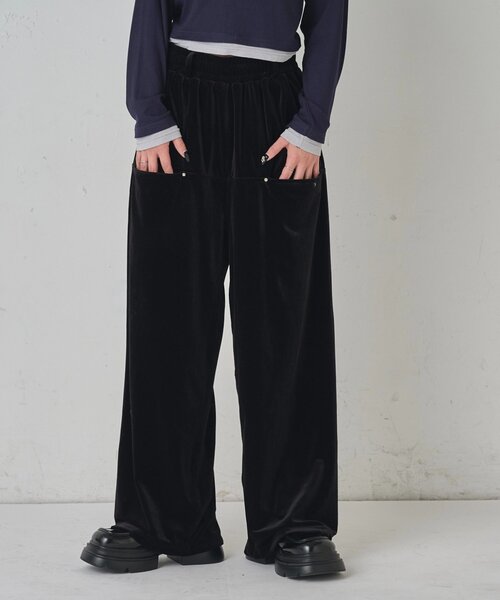 WHO'S WHO gallery（フーズフーギャラリー）の「スラポケベロアパンツ（その他パンツ・レディース・ブラック/ブラウン・SMALL/MEDIUM）」の3枚目の写真