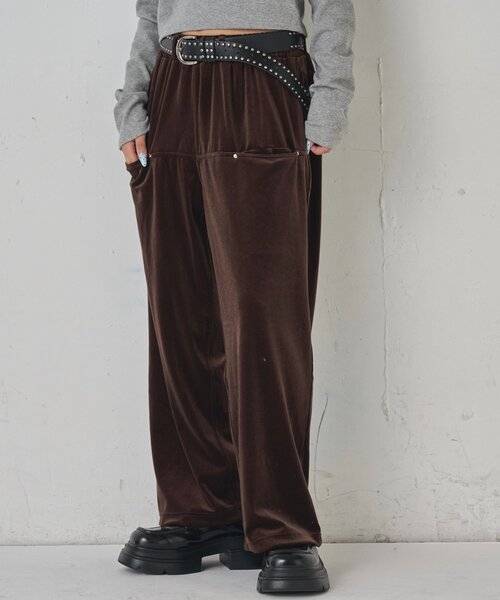 WHO'S WHO gallery（フーズフーギャラリー）の「スラポケベロアパンツ（その他パンツ・レディース・ブラック/ブラウン・SMALL/MEDIUM）」の7枚目の写真
