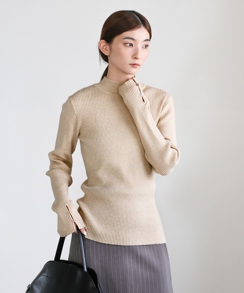 select MOCA（セレクトモカ）の「スリーブスリットプチハイリブニット（ニット/セーター・レディース・アイボリー/ブラック/グレー/ブラウン/ベージュ・FREE）」の5枚目の写真