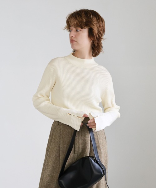 セール】スリーブスリットプチハイリブニット（ニット/セーター