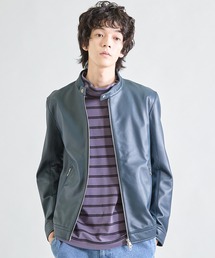 超美品 UNION STATION Men'sBigi ラムレザー/ライダース ラムレザースタンドカラージャケット｜メンズファッション通販