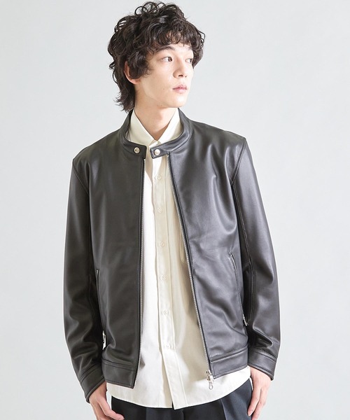 UNION STATION（ユニオンステーション）の「シープナッパシングルライダース（ライダースジャケット・メンズ・カーキ/ブラック/ネイビー・M/L/S/LL）」の6枚目の写真