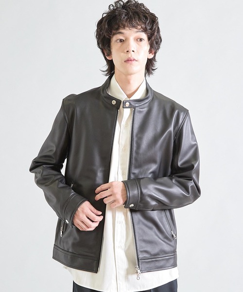 UNION STATION（ユニオンステーション）の「シープナッパシングルライダース（ライダースジャケット・メンズ・カーキ/ブラック/ネイビー・M/L/S/LL）」の7枚目の写真